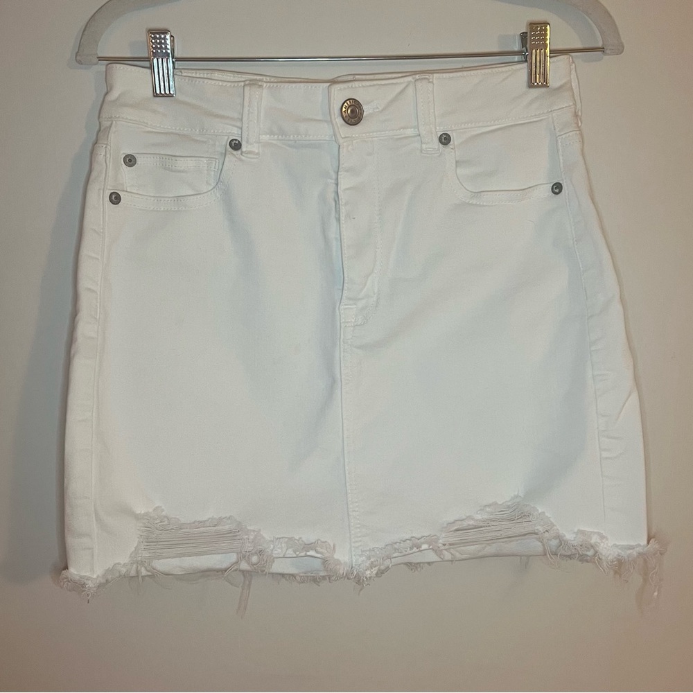 American Eagle white denim mini